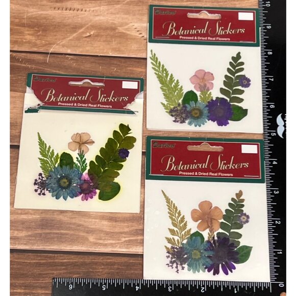 SET OF 3 Darice Botanical Stickers Pressed & Dried Real Flowers EMBELLISHMENT - Picture 1 of 4